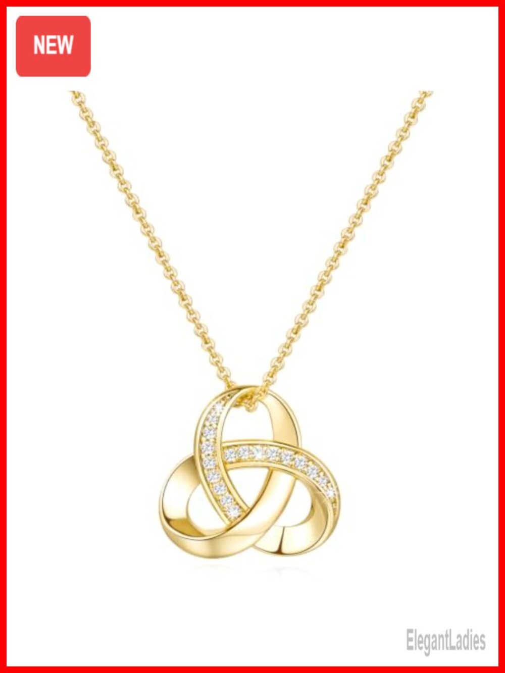 14K Gold Plated Infinity Love Knot Pendant Necklace with Cubic Zirconia